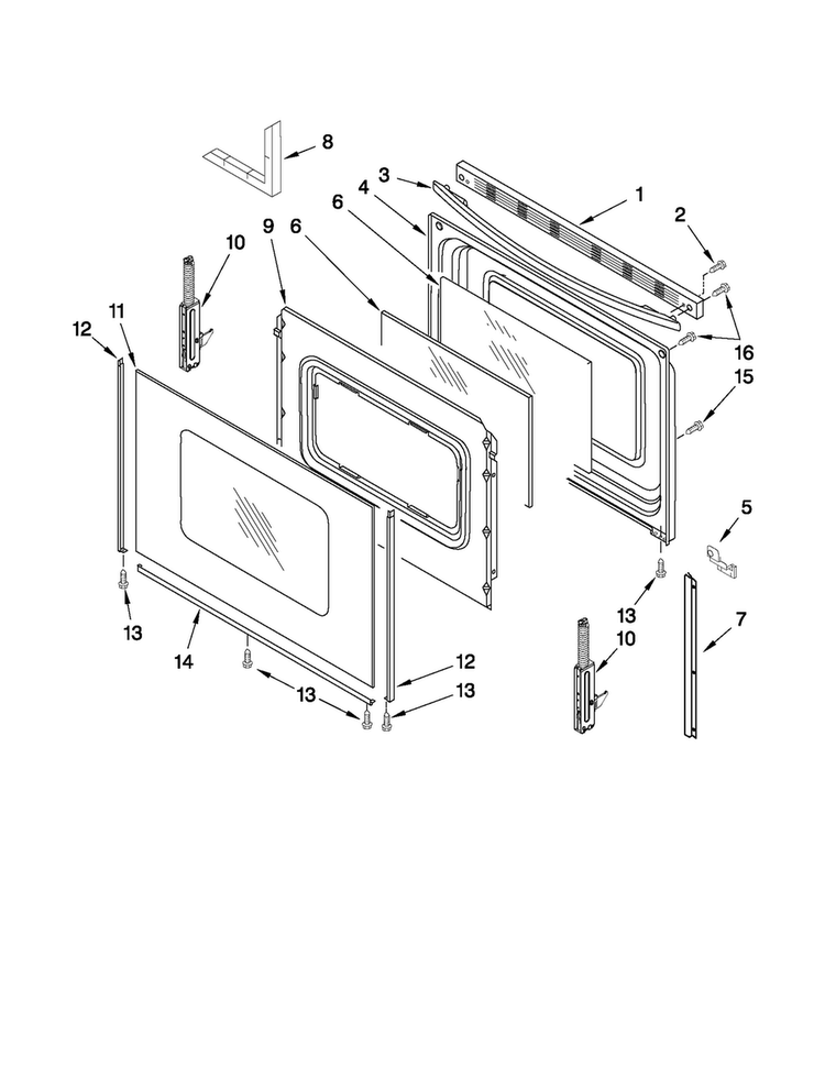 Door Parts Diagram and Parts List for AER5845QAF17  Amana Range