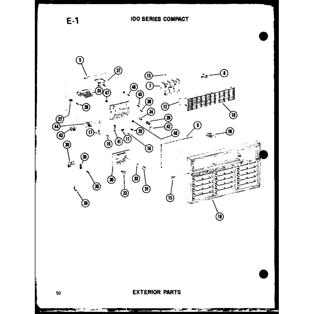 Exterior Parts 1 Diagram and Parts List for 113-5N P54975-61R Amana Air Conditioner