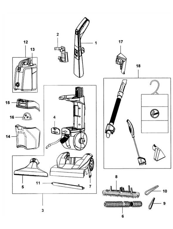 Diagram Diagram and Parts List for FH51200  Hoover Steamer