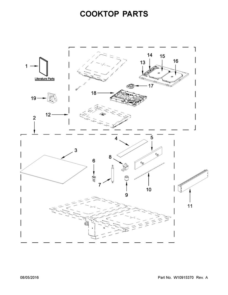 Cooktop Parts Diagram and Parts List for JID4436ES0  Jenn-Air Cooktop
