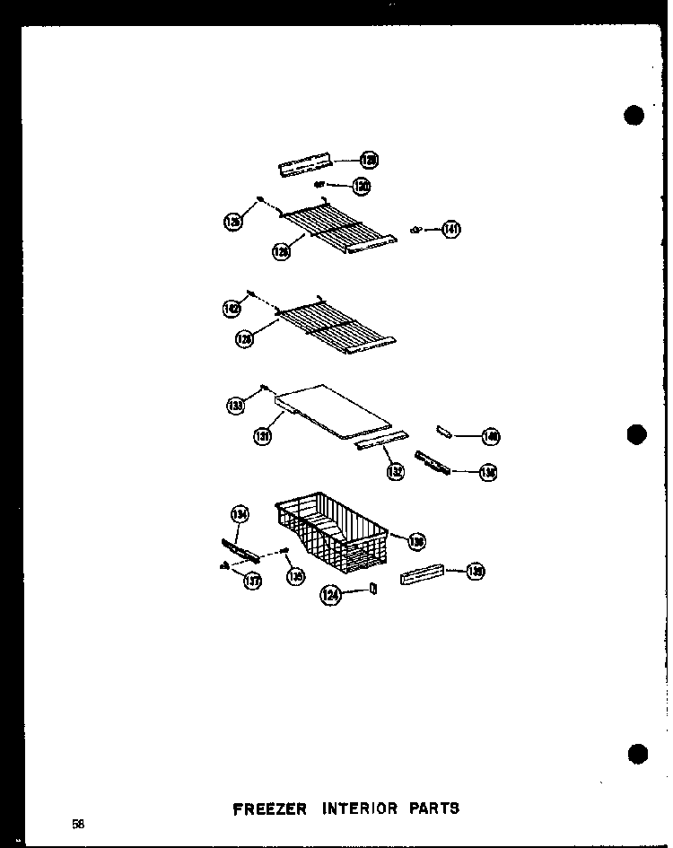Freezer Interior Parts Diagram and Parts List for SDI22N-P60201-65W  Amana Refrigerator