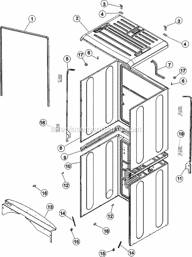 CABINET, UPPER & LOWER Diagram and Parts List for MCE8000AYW  Maytag Dryer