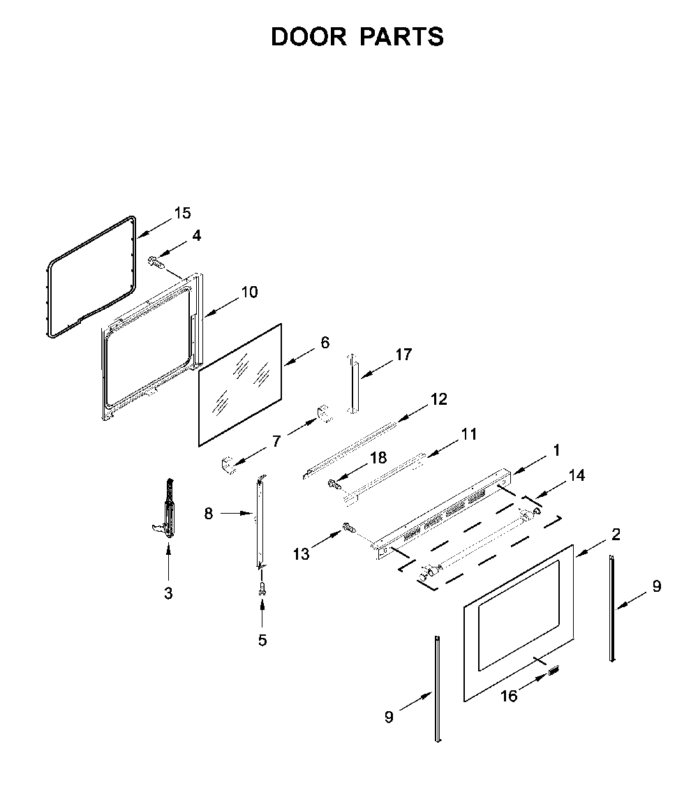 Door parts Diagram and Parts List for YMER8800FW3  Maytag Range
