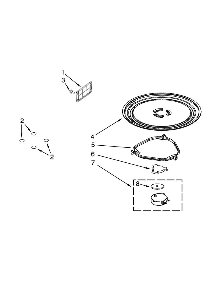 Turntable Parts Diagram and Parts List for MMV1174DS0  Maytag Microwave