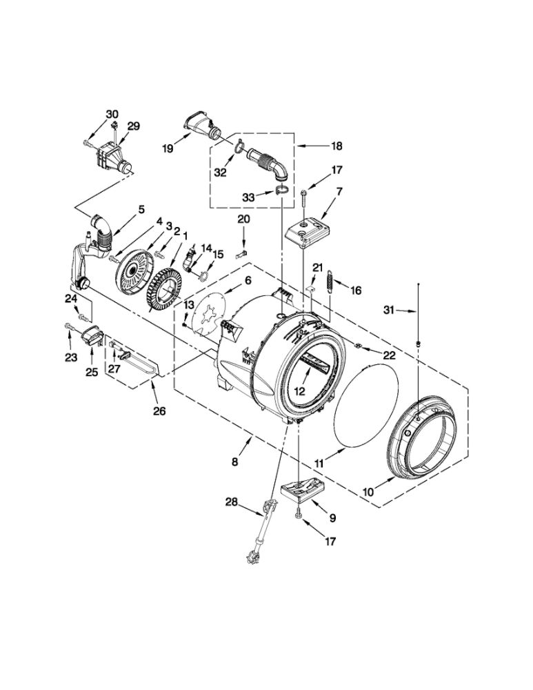 Tub And Basket Parts Diagram and Parts List for 7MMHW7000YG0  Maytag Washer