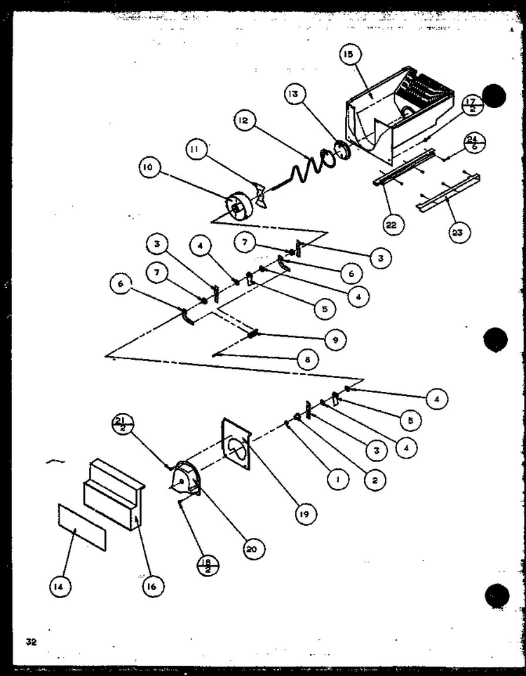 Crushed Ice Bucket Diagram and Parts List for SZD27KPL-P1101206WL  Amana Refrigerator