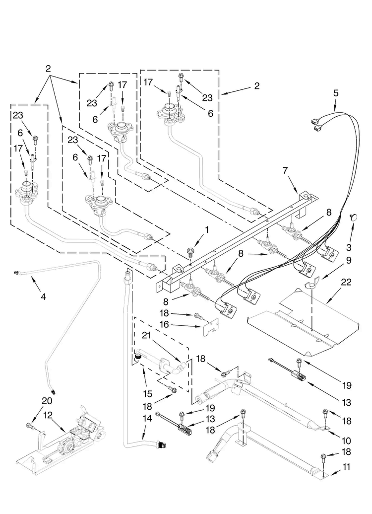 Manifold Parts Diagram and Parts List for MGRH865QDQ0  Maytag Range