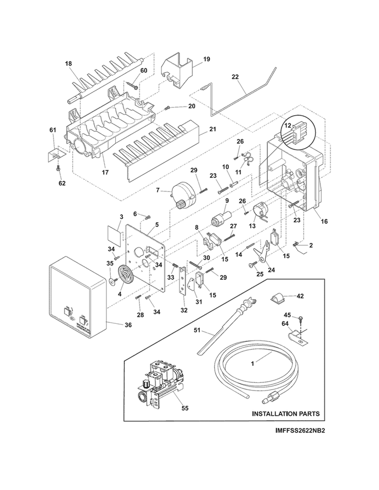 Ice Maker Diagram and Parts List for CRSH268MW7  Crosley Refrigerator