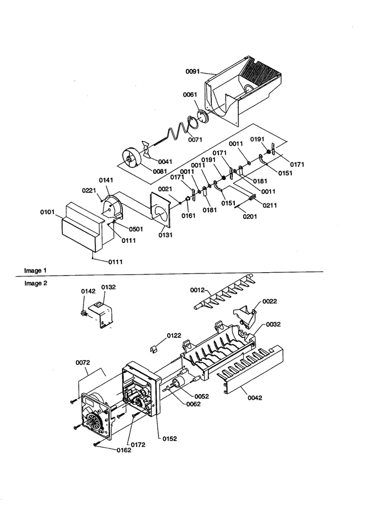 Ice Bucket Auger/ice Maker Diagram and Parts List for SCD23VBW-P1315305WW  Amana Refrigerator