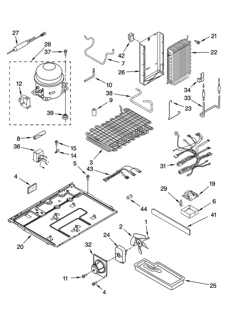 Unit Parts Diagram and Parts List for JCD2591WES00  Jenn-Air Refrigerator