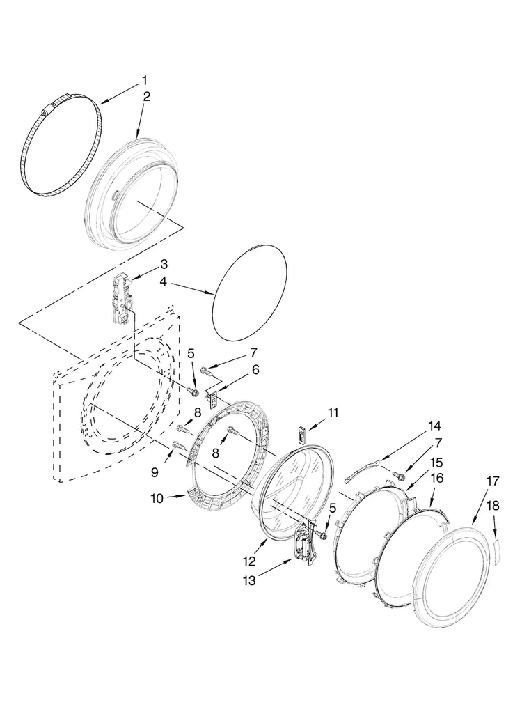 Door And Latch Parts Diagram and Parts List for MHWE500VW10  Maytag Washer