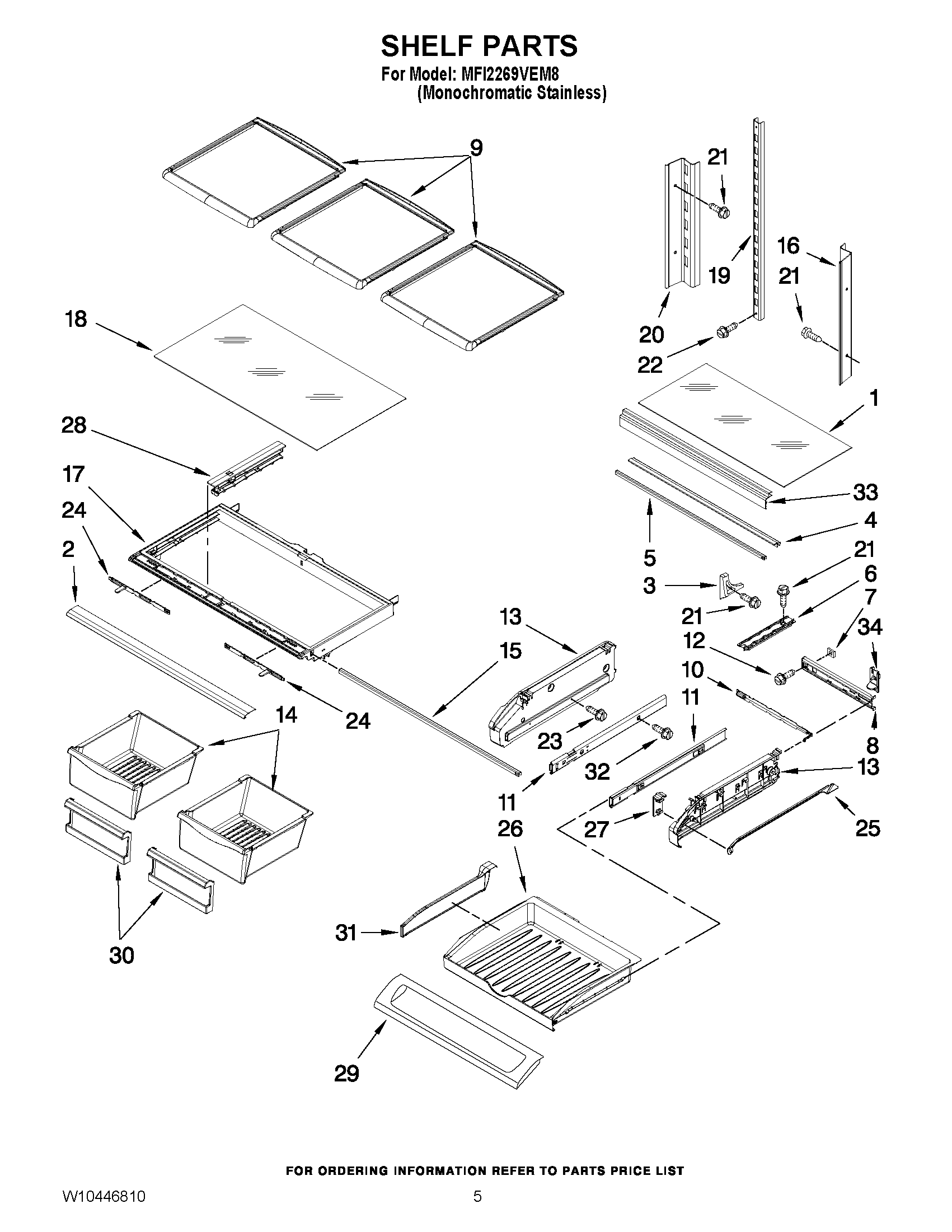 03 - SHELF PARTS Diagram and Parts List for MFI2269VEM8  Maytag Refrigerator