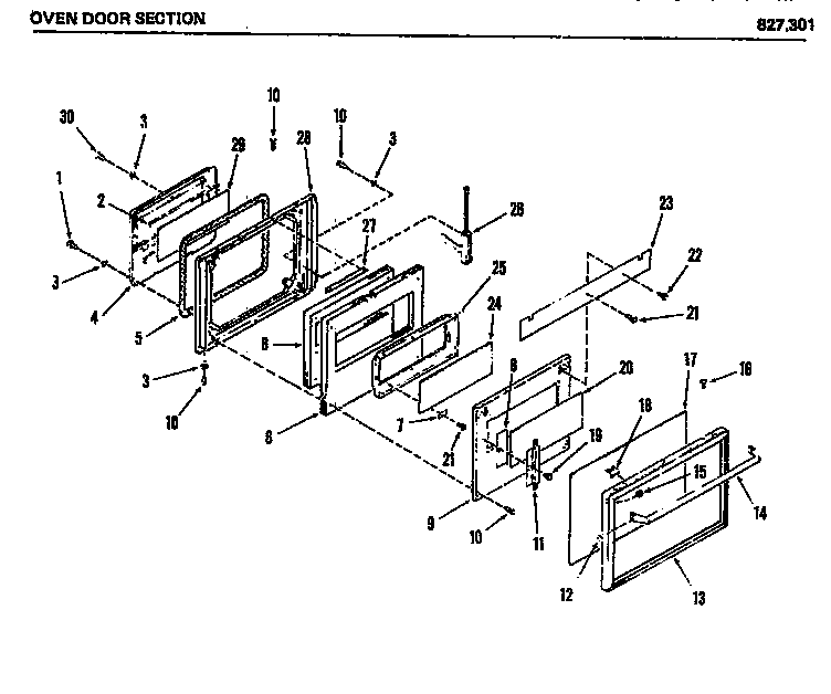 03 - OVEN DOOR SECTION Diagram and Parts List for 827301  Maytag Microwave
