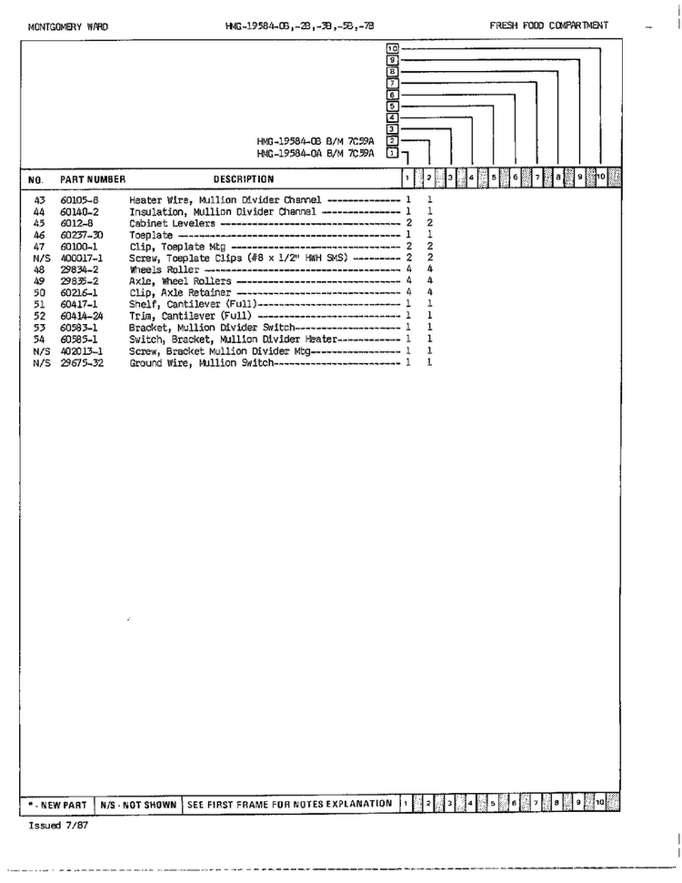 Fresh Food Compartment Page 3 Diagram and Parts List for 19584A  Admiral Refrigerator
