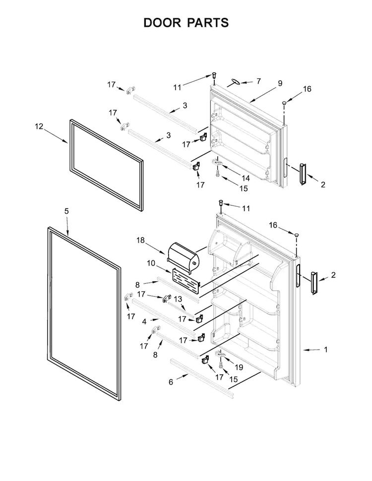 Door Parts Diagram and Parts List for ART318FFDB03  Amana Refrigerator