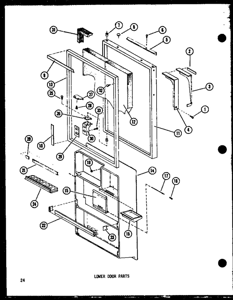 Lower Door Parts Diagram and Parts List for TC18C-C-P73500-16WC  Amana Refrigerator