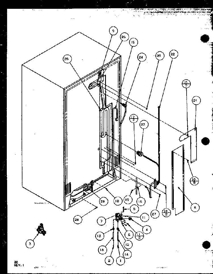 Cabinet Back Diagram and Parts List for 35541W-P1121709WW  Amana Refrigerator
