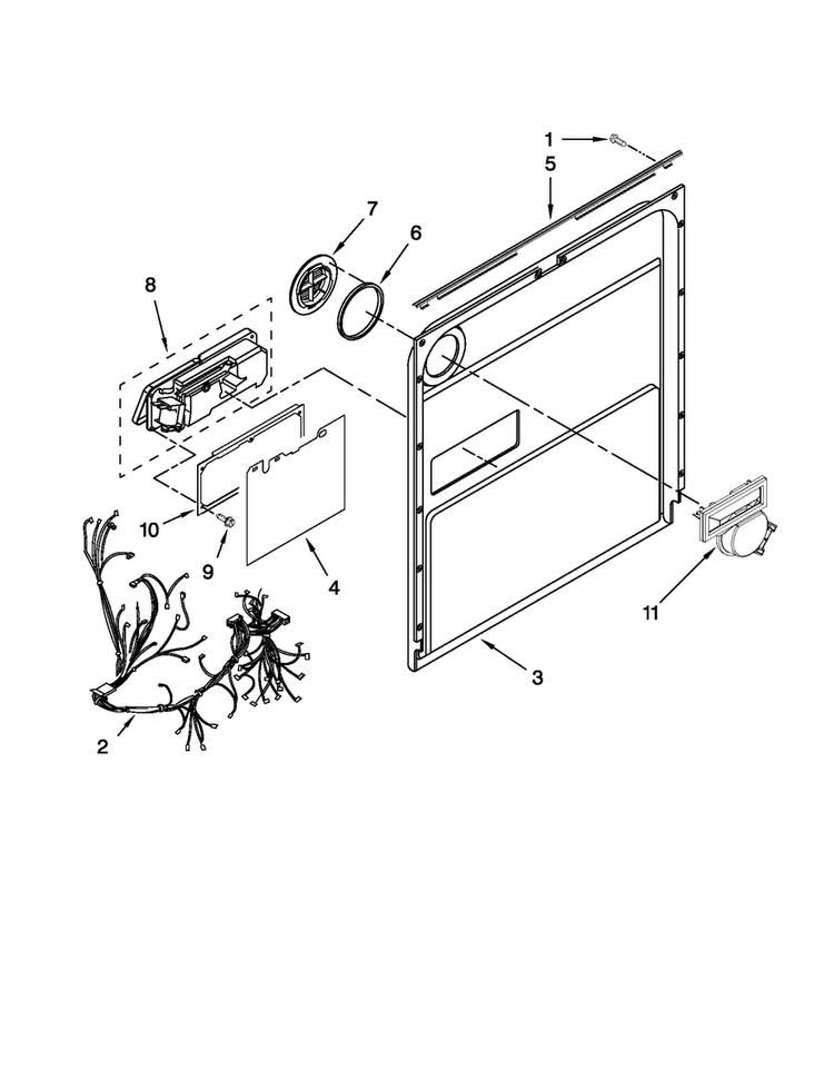 Inner Door Parts Diagram and Parts List for MDBH949PAB0  Maytag Dishwasher