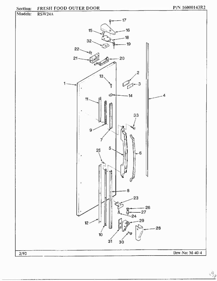 Fresh Food Outer Door Diagram and Parts List for 24712  Maytag Refrigerator