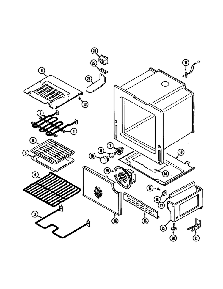 Oven/base Diagram and Parts List for CRE9830BCR  Maytag Range