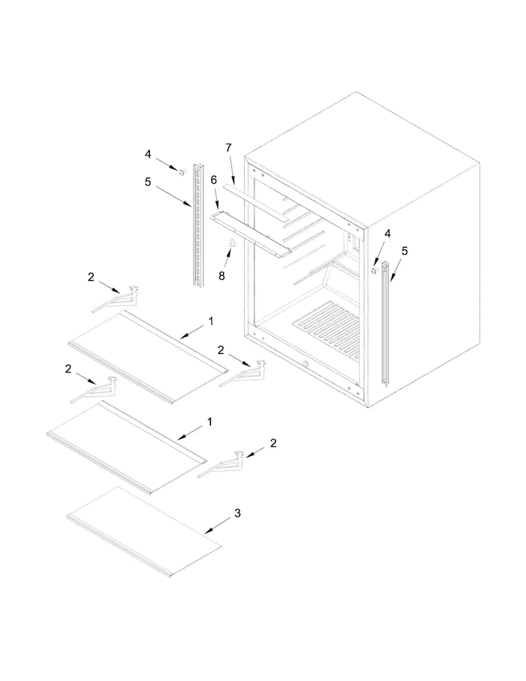 Shelf Parts Diagram and Parts List for JUR24FRARS00  Jenn-Air Refrigerator