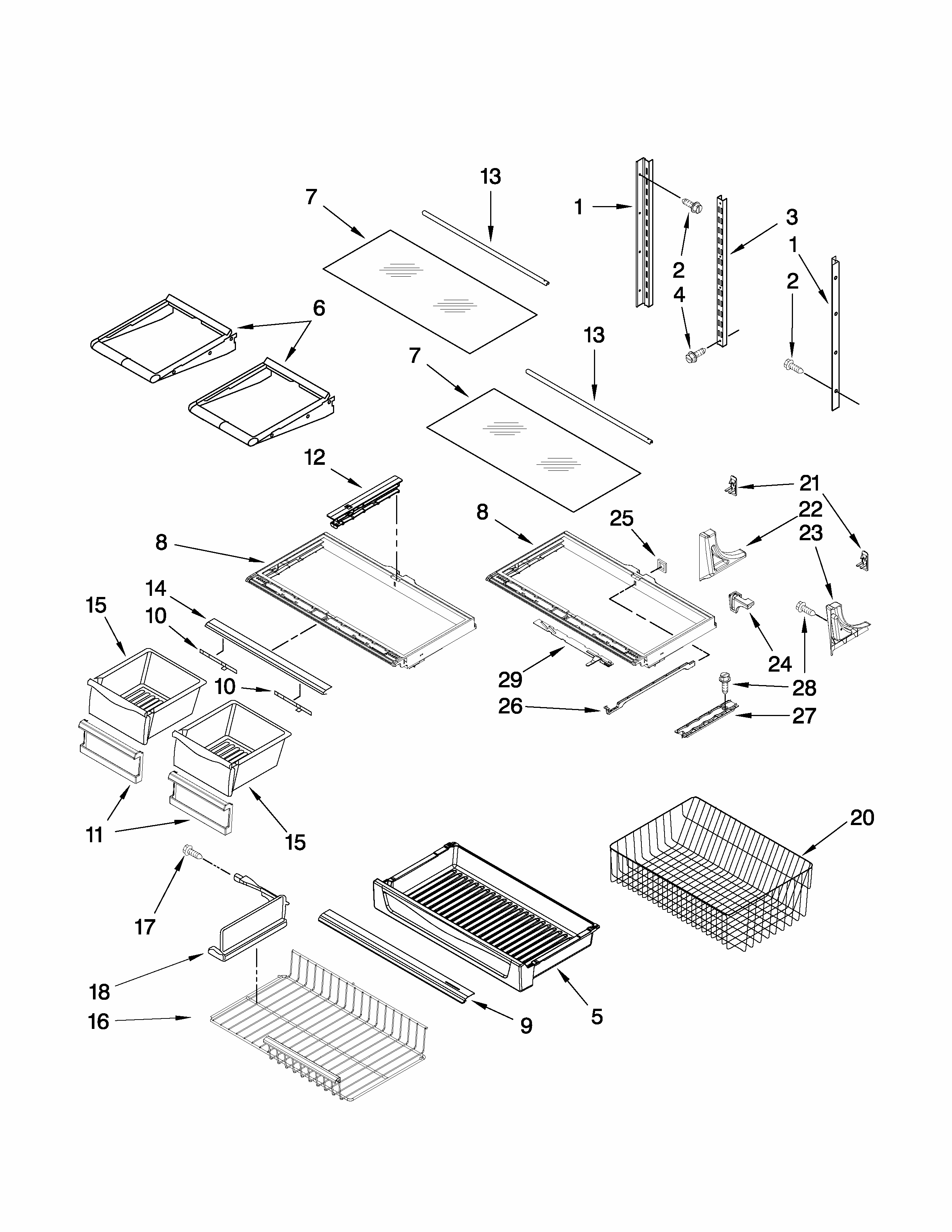 Shelf Parts Diagram and Parts List for GB6526FEAS5  Maytag Refrigerator