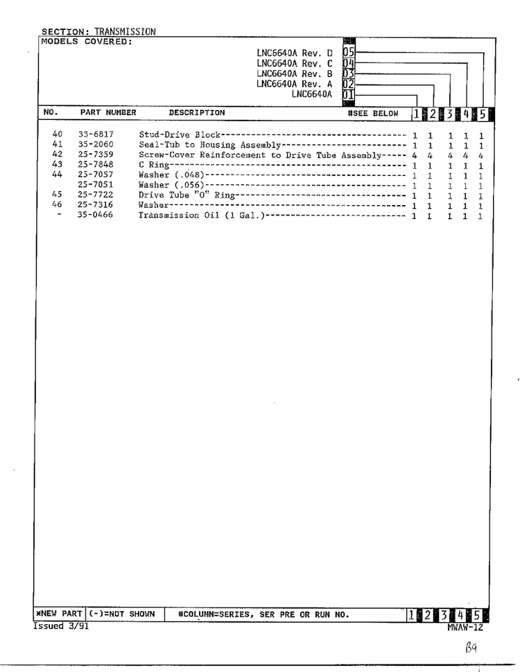 Transmission Page 3 Diagram and Parts List for 6640A  Norge Washer