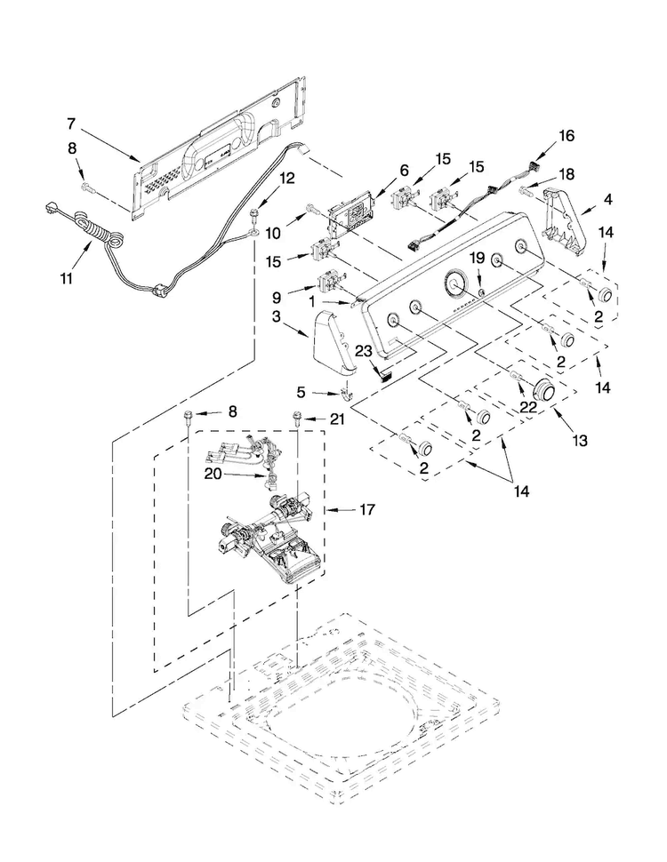Controls And Water Inlet Parts Diagram and Parts List for MVWC350AW1  Maytag Washer