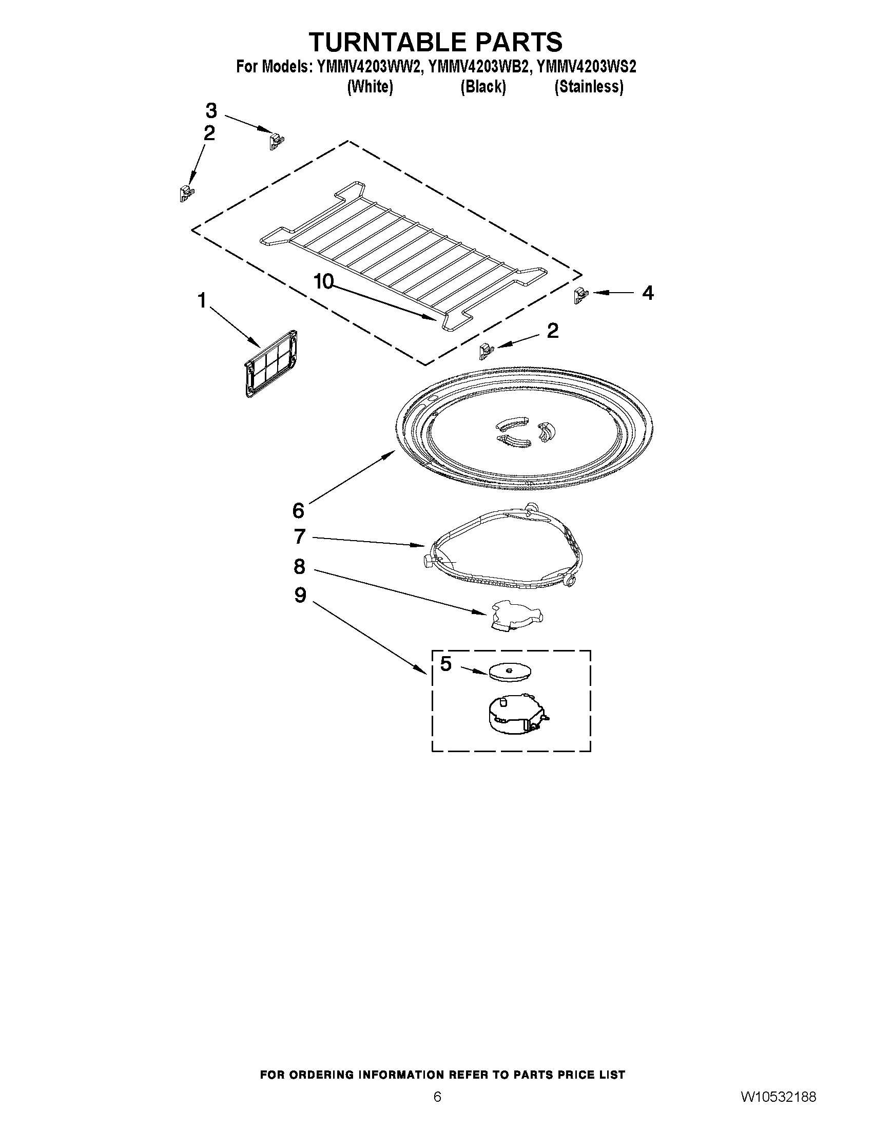 05 - TURNTABLE PARTS Diagram and Parts List for YMMV4203WS2  Maytag Microwave Oven Combo