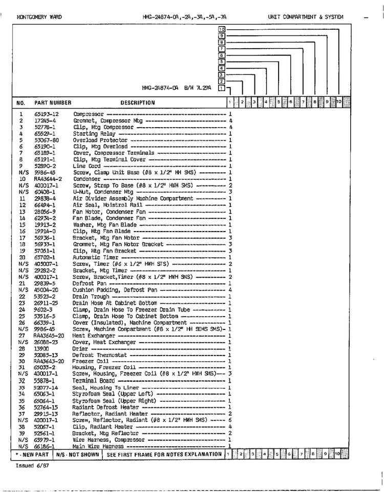 Unit Compartment And System Page 2 Diagram and Parts List for 24874A  Admiral Refrigerator