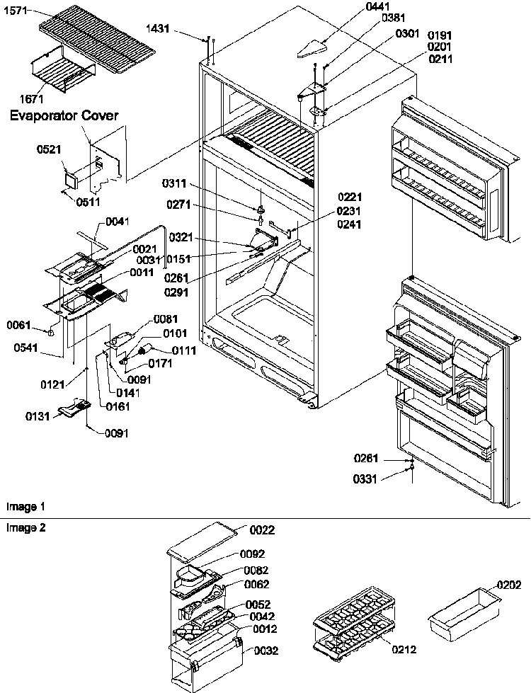 Door Hinges, Freezer Shelf And Accessories Diagram and Parts List for TR521VW-P1322601WW  Amana Refrigerator