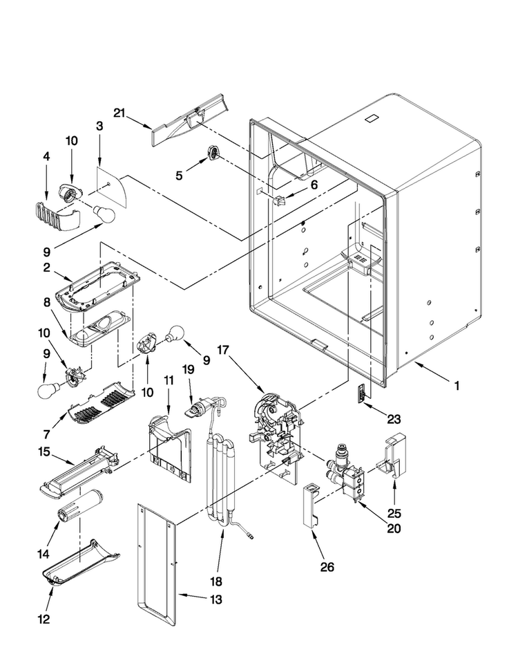 Refrigerator Liner Parts Diagram and Parts List for JFI2089WTS3  Jenn-Air Refrigerator