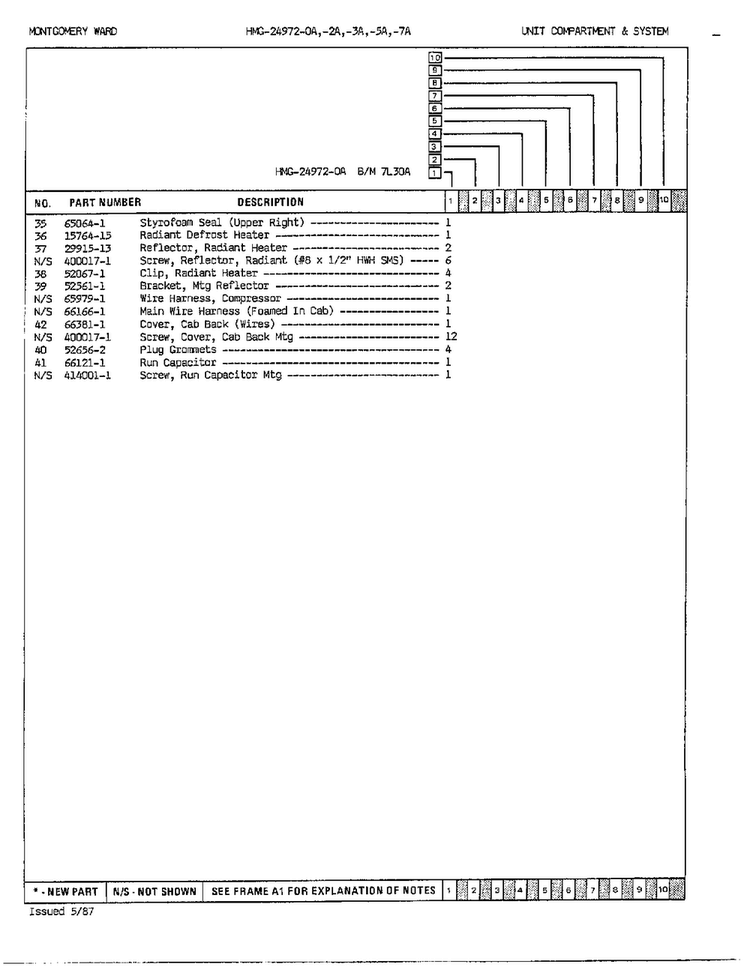 Unit Compartment/system Page 3 Diagram and Parts List for 24972A  Admiral Refrigerator