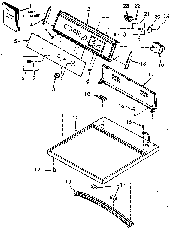 Control Hood, Controls And Cabinet Top Diagram and Parts List for NE6613L43828  Speed Queen Dryer