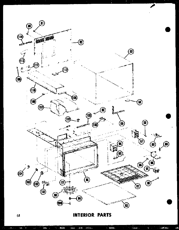 Interior Parts Diagram and Parts List for RC-10PB P71304-2M Amana Microwave