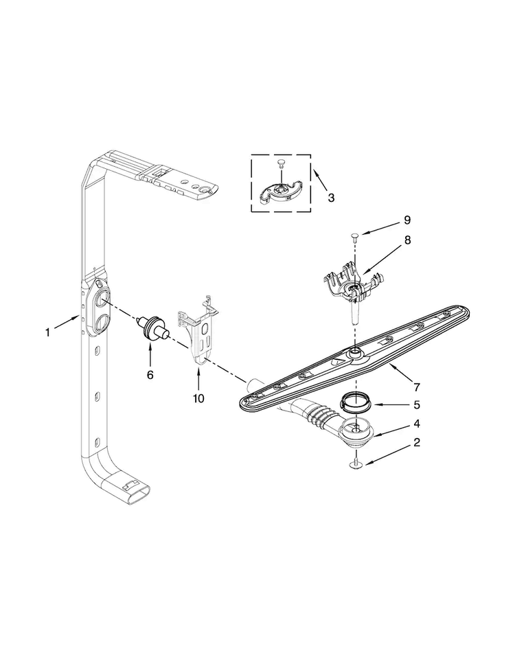 Upper Wash And Rinse Parts Diagram and Parts List for MDB7759SAB4  Maytag Dishwasher