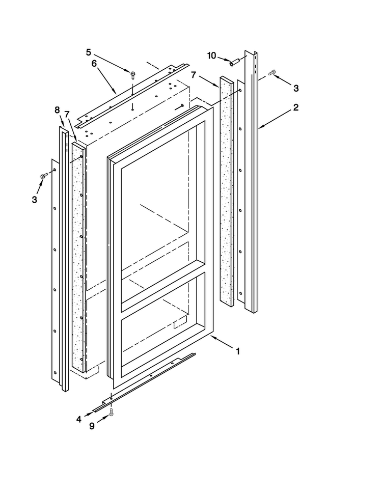 Cabinet And Breaker Trim Parts Diagram and Parts List for JB36NXFXLW02  Jenn-Air Refrigerator