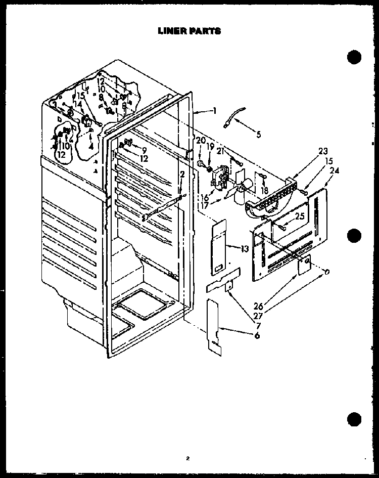 Liner Parts Diagram and Parts List for GFS165 MN10 Caloric Refrigerator