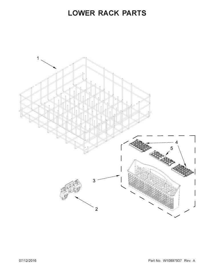 Lower Rack Parts Diagram and Parts List for MDB4949SDH3  Maytag Dishwasher