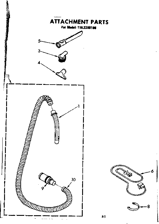 Attachment Parts Diagram and Parts List for 1162269180  Kenmore Canister Vacuum