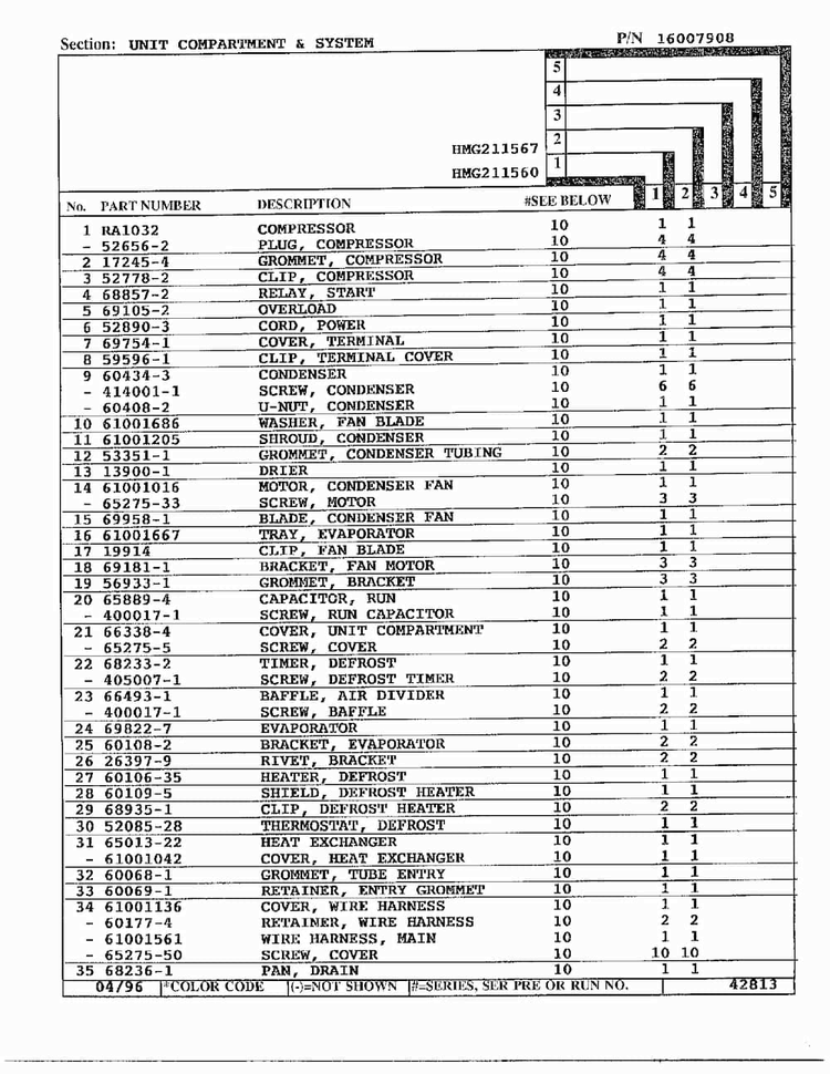 Unit Compartment And System Page 2 Diagram and Parts List for HMG-211560  Admiral Refrigerator