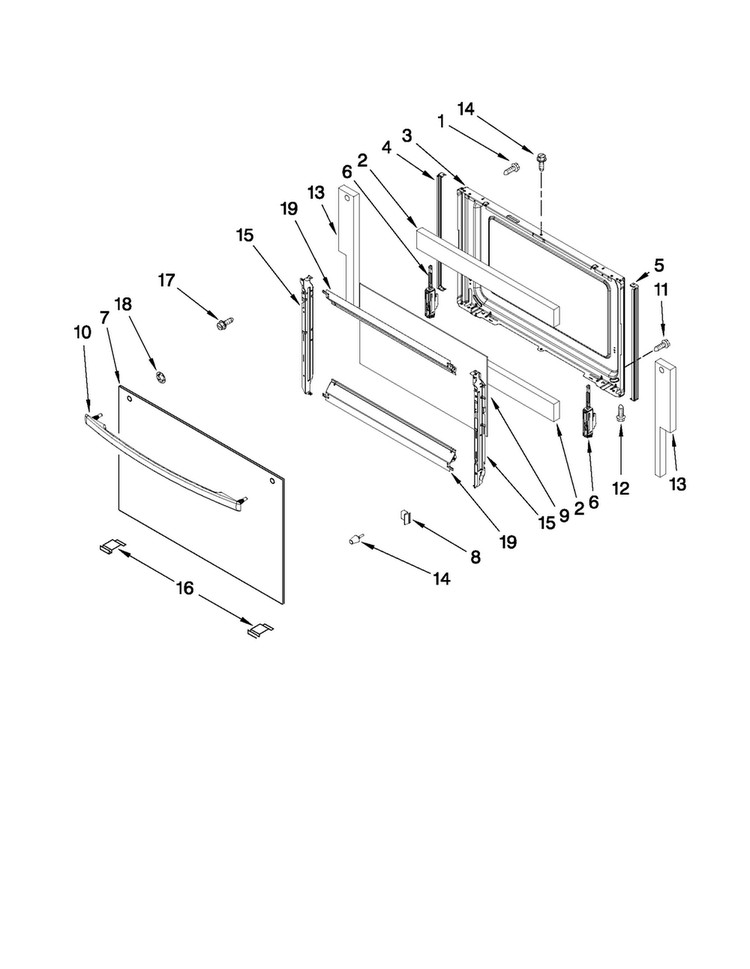 Door Parts Diagram and Parts List for MGR5605WW0  Maytag Range