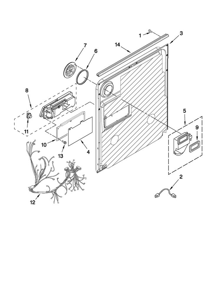 Inner Door Parts Diagram and Parts List for MDBH949AWQ4  Maytag Dishwasher