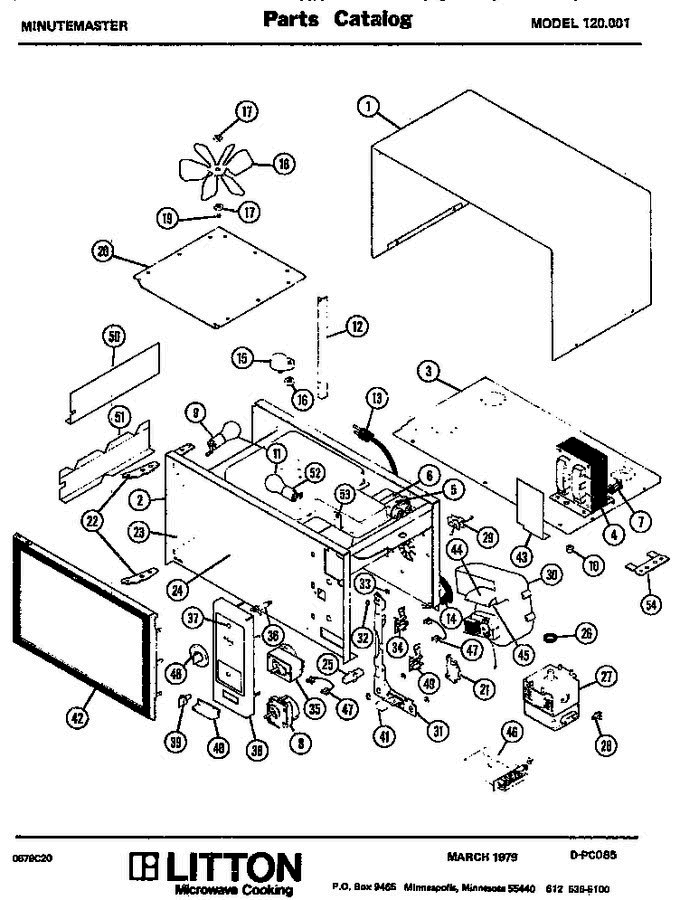01 - Page 1 Diagram and Parts List for 120001  Litton Microwave