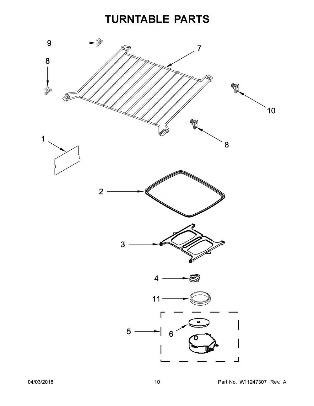 Turntable Parts Diagram and Parts List for MMV5220FW3  Maytag Microwave