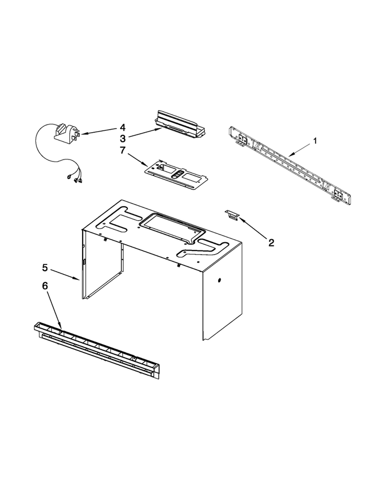 Cabinet And Installation Parts Diagram and Parts List for AMV2174VAW5  Amana Microwave