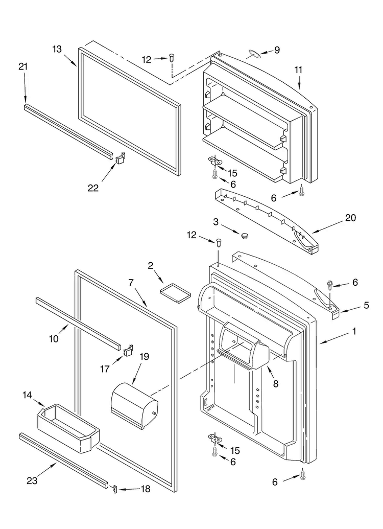 Door Parts Diagram and Parts List for ATB2232MRB01  Amana Refrigerator