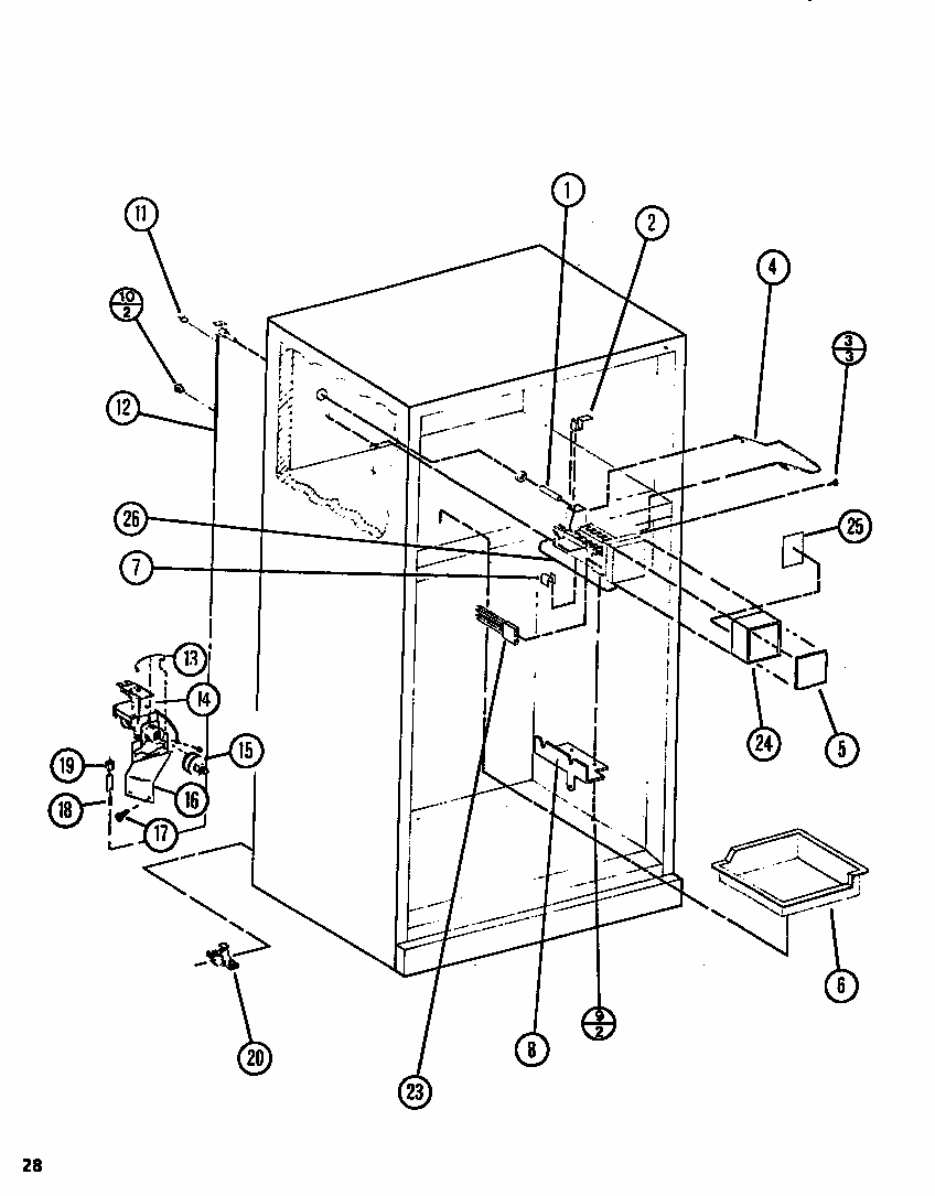 Cabinet (tli20n/p1106222w) (tli20n/p1106223w) Diagram and Parts List for TL18N-P1106211W  Amana Refrigerator