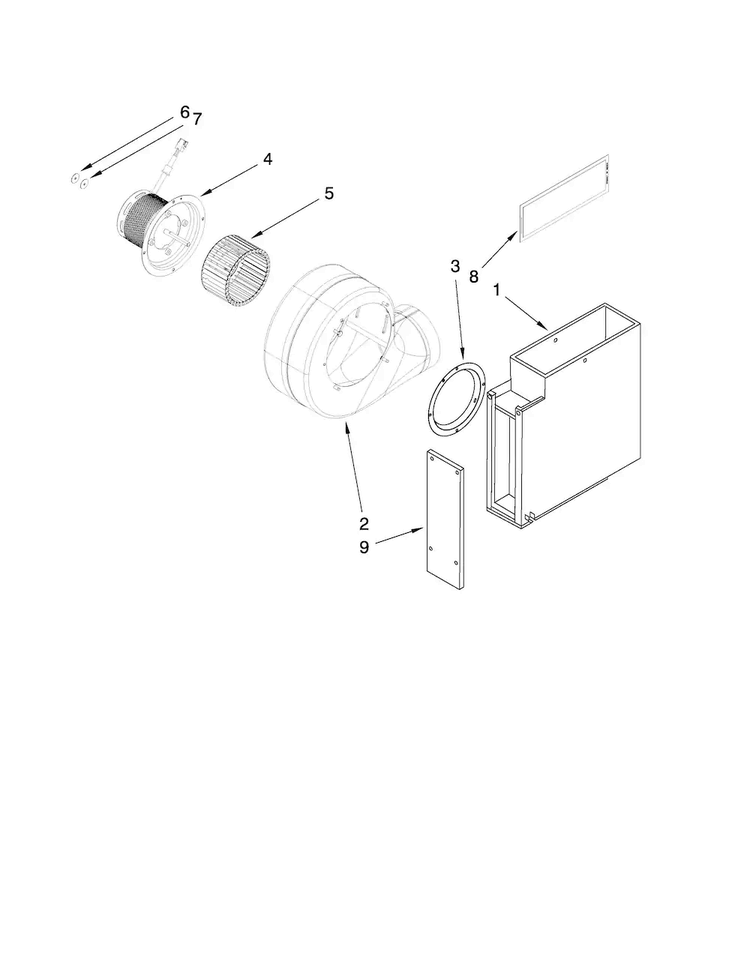 Blower Unit Parts Diagram and Parts List for JED4536WR00  Jenn-Air Cooktop