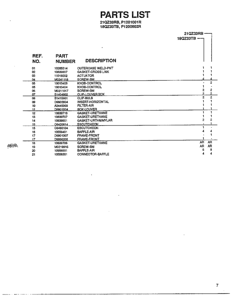 Front And Outer Case Page 2 Diagram and Parts List for 5796  Amana Air Conditioner